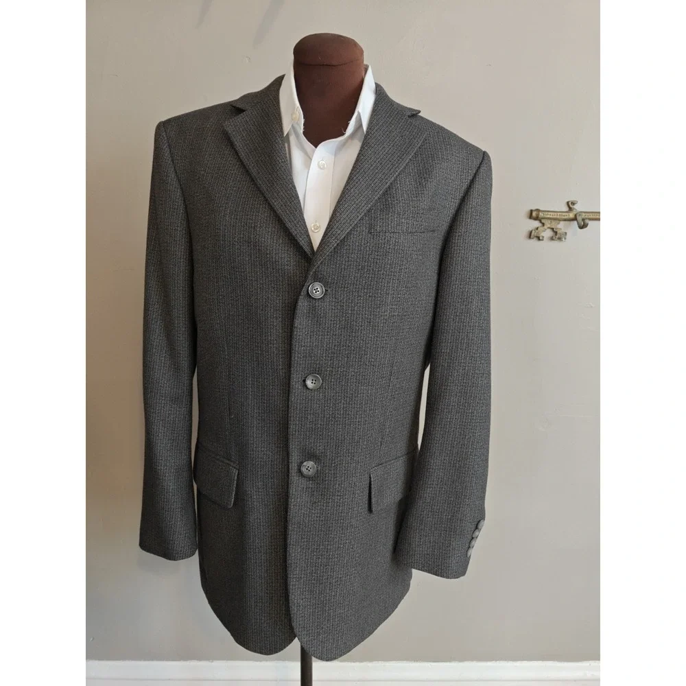 Oscar De La Renta Mens Blazer Sports Coat 40R Gray Stripe 3 Button M805